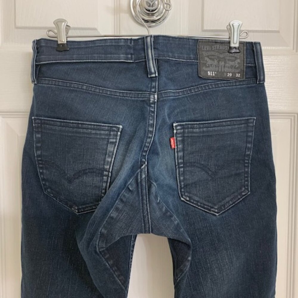 Men's LEVI'S 511 29x32 Skinny Slim Blue Black Jeans - Picture 6 of 9